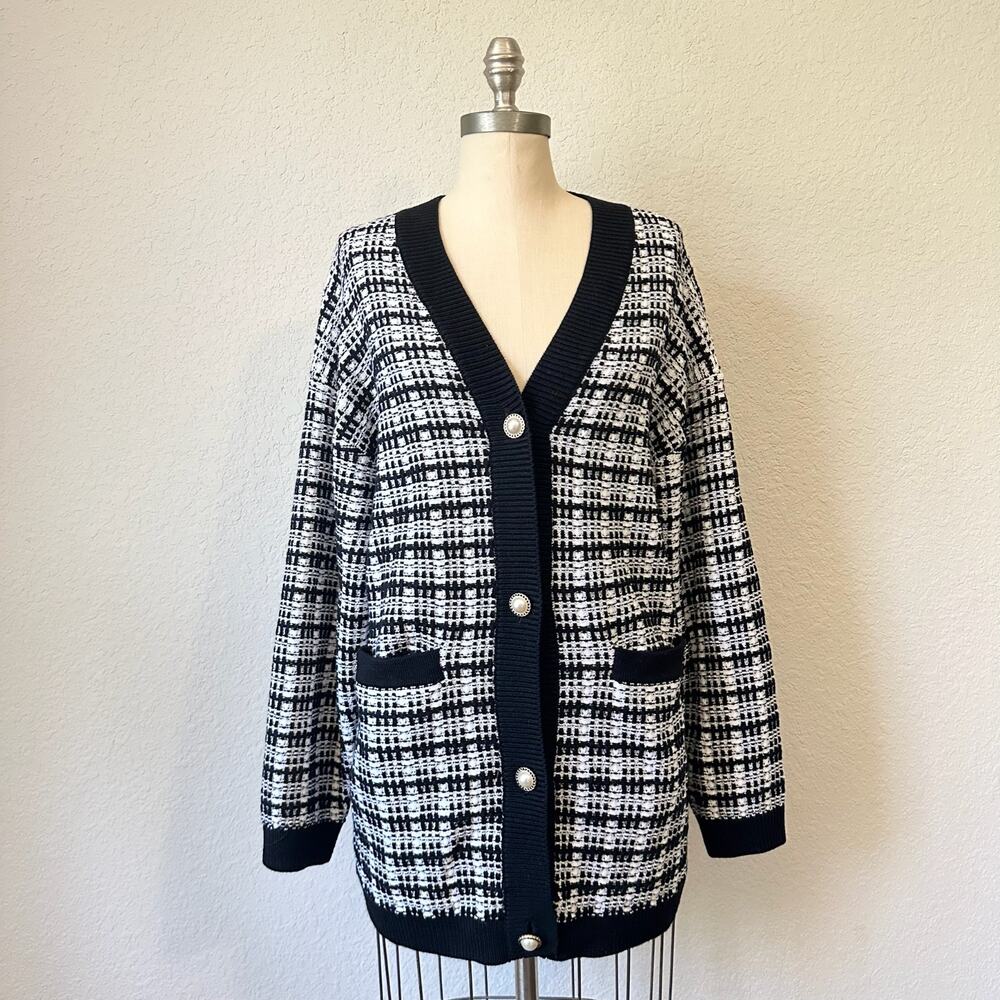 ARITZIA BABATON Lacer Cardigan Sweater Plaid Merino Wool Oversized NWOT